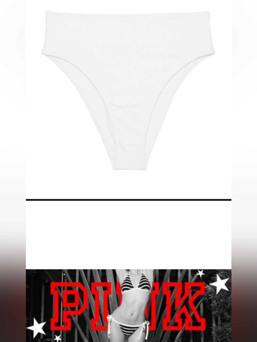 M L XL XXL PINK Swim High Waist Cheeky Bikini Bottom White